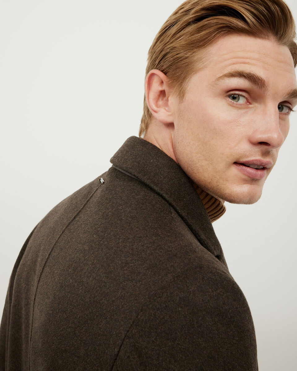 Detachable Gilet Wool Coat, Dark Brown, hi-res